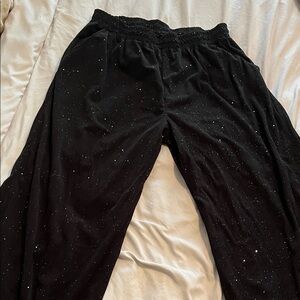 SHEIN Black Wide Leg Pants with Silver Accents